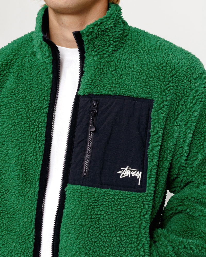 Stussy Sherpa Reversible Jackets Green | 85923CZVO