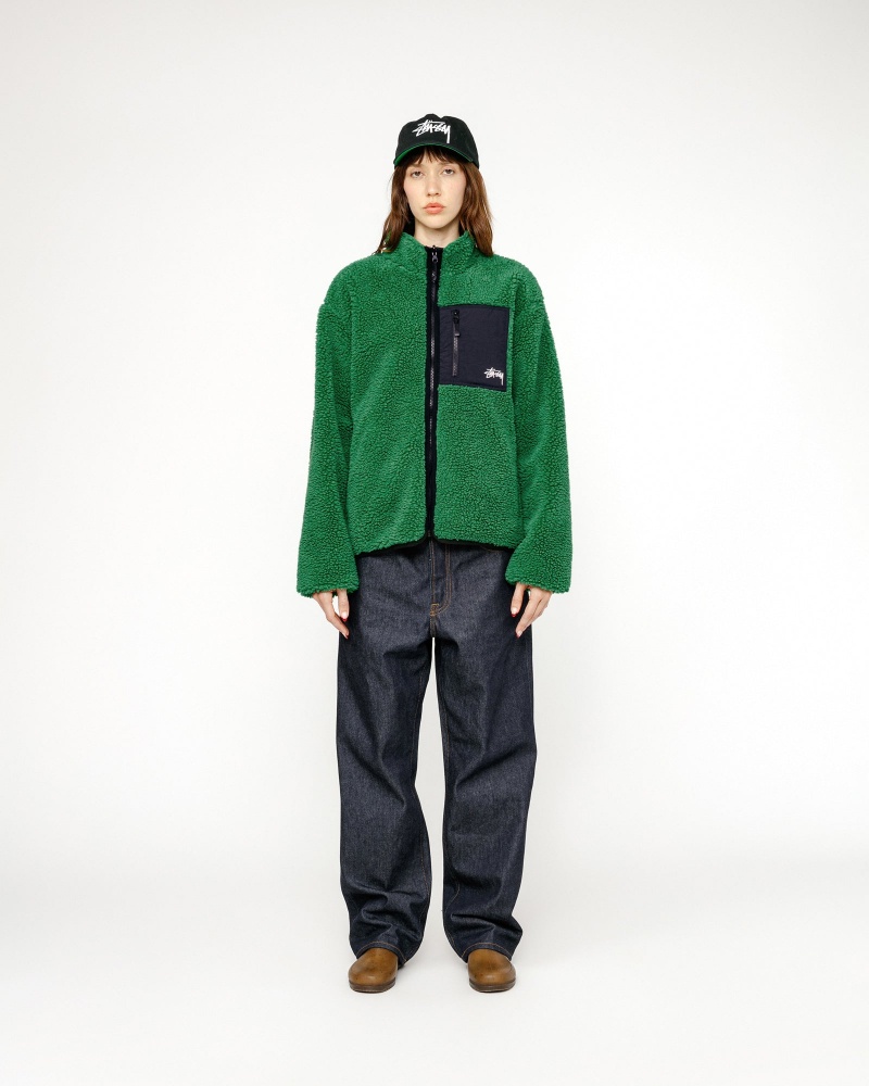 Stussy Sherpa Reversible Jackets Green | 85923CZVO