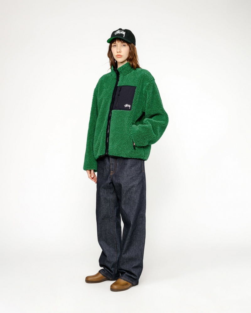 Stussy Sherpa Reversible Jackets Green | 85923CZVO