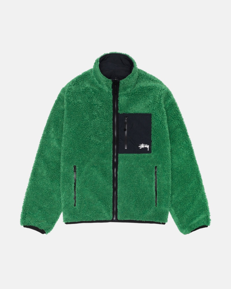 Stussy Sherpa Reversible Jackets Green | 85923CZVO