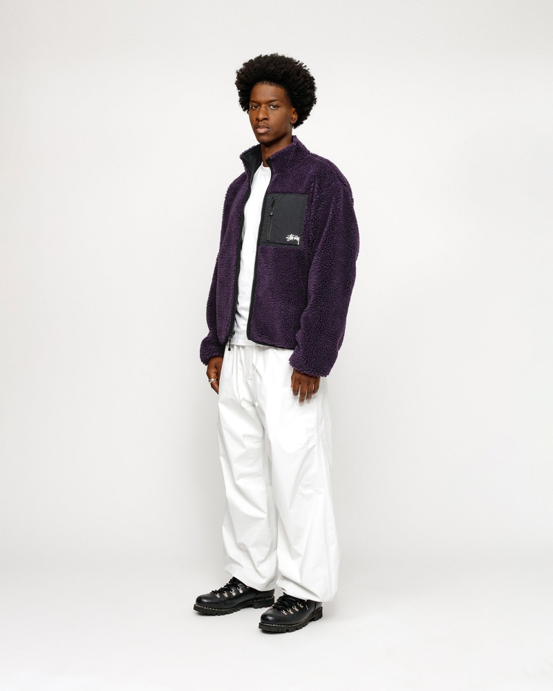 Stussy Sherpa Reversible Jackets Purple | 65408RCEJ