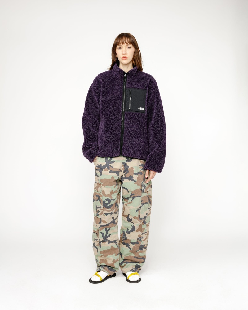 Stussy Sherpa Reversible Jackets Purple | 65408RCEJ