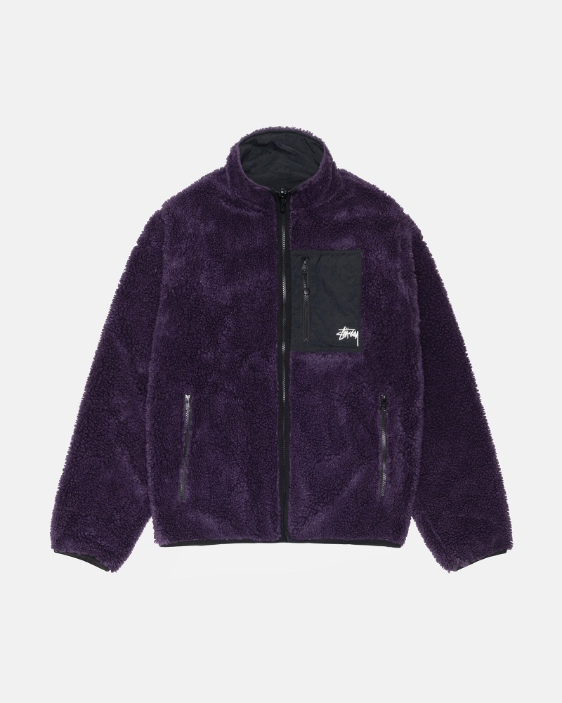 Stussy Sherpa Reversible Jackets Purple | 65408RCEJ