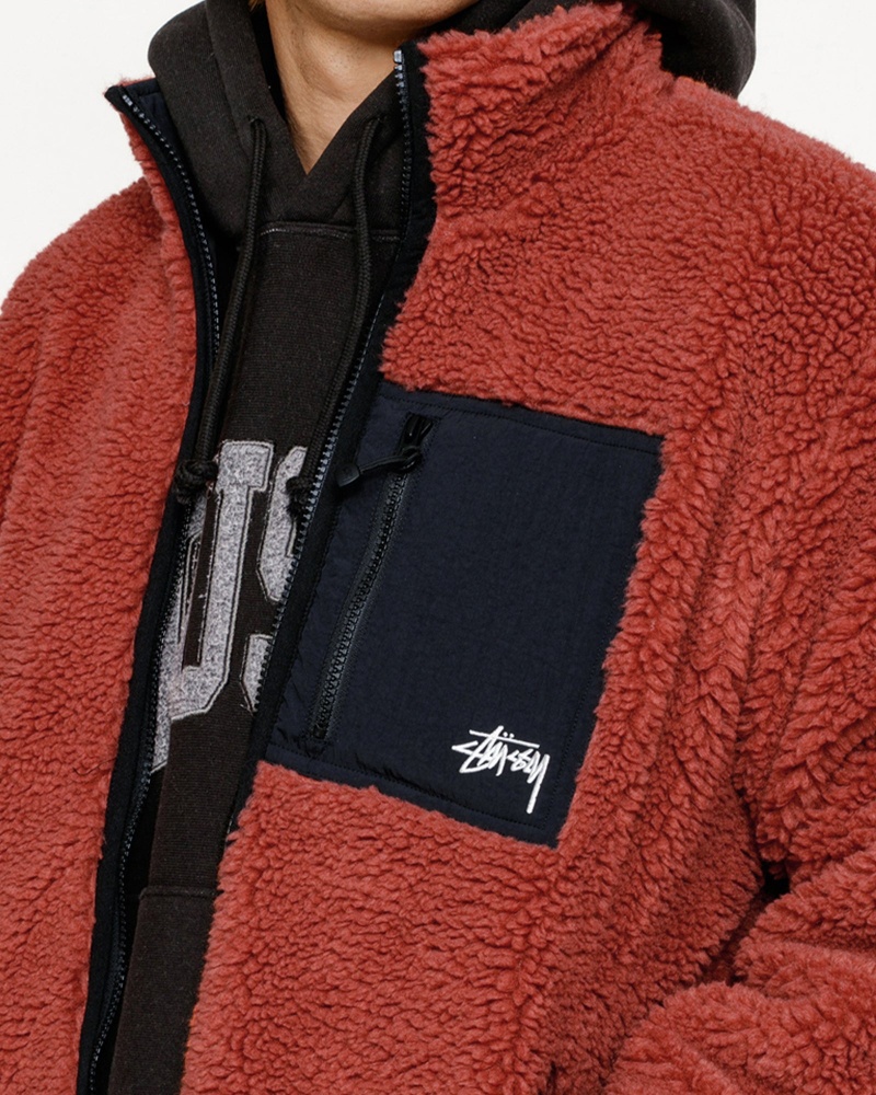 Stussy Sherpa Reversible Jackets Red | 80469YXJG