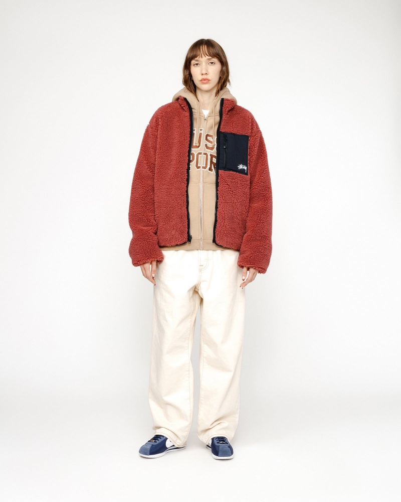 Stussy Sherpa Reversible Jackets Red | 80469YXJG