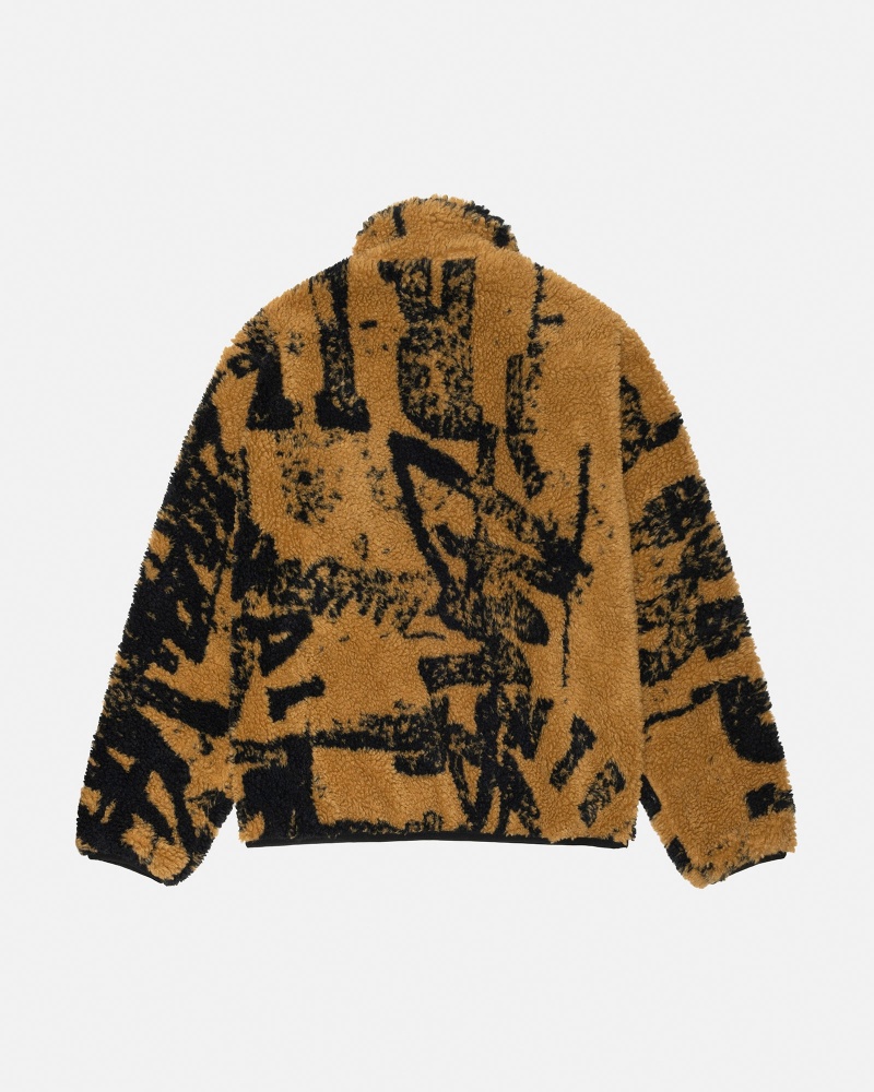 Stussy Sherpa Reversible Printed Jackets Yellow | 80195QUJA