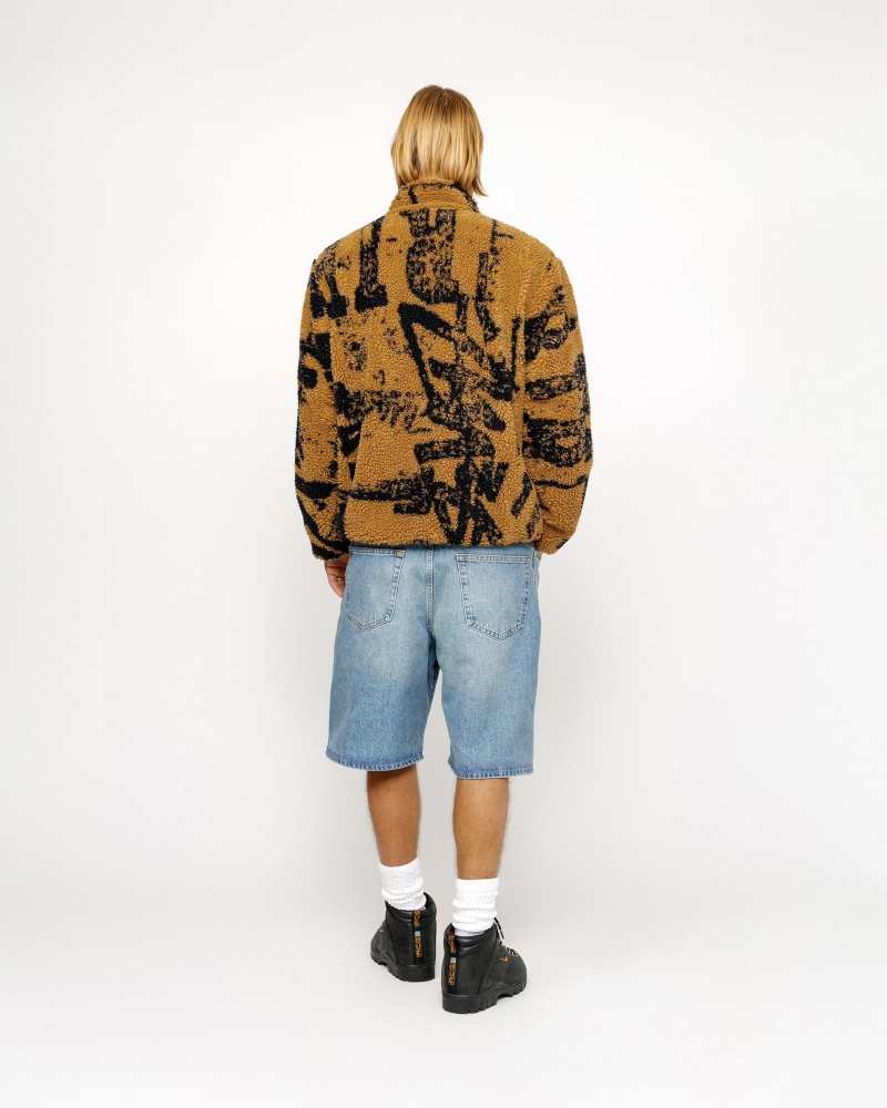 Stussy Sherpa Reversible Printed Jackets Yellow | 80195QUJA