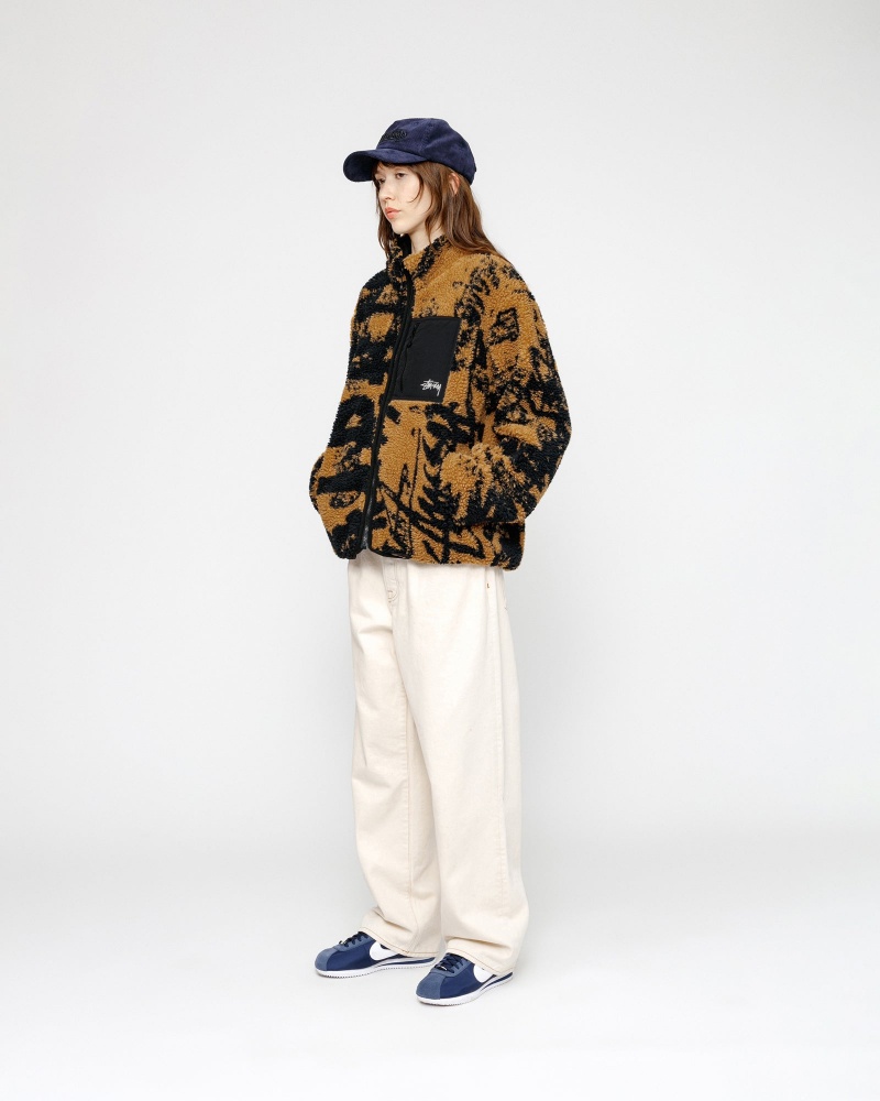 Stussy Sherpa Reversible Printed Jackets Yellow | 80195QUJA