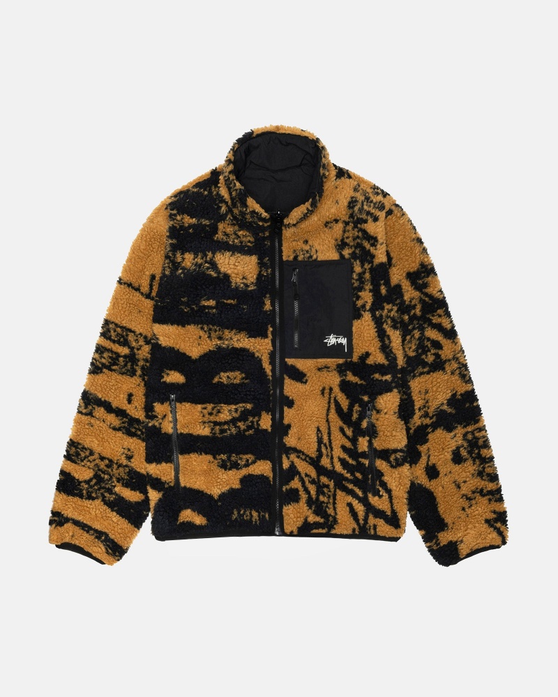 Stussy Sherpa Reversible Printed Jackets Yellow | 80195QUJA