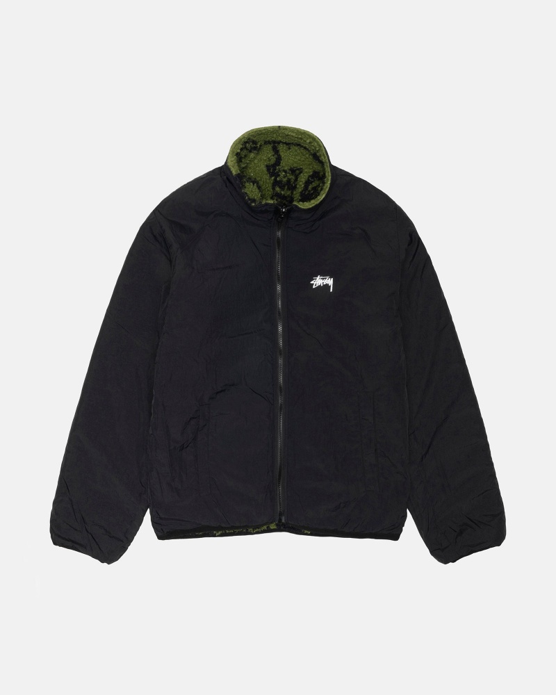 Stussy Sherpa Reversible Printed Jackets Green | 17629WTQF