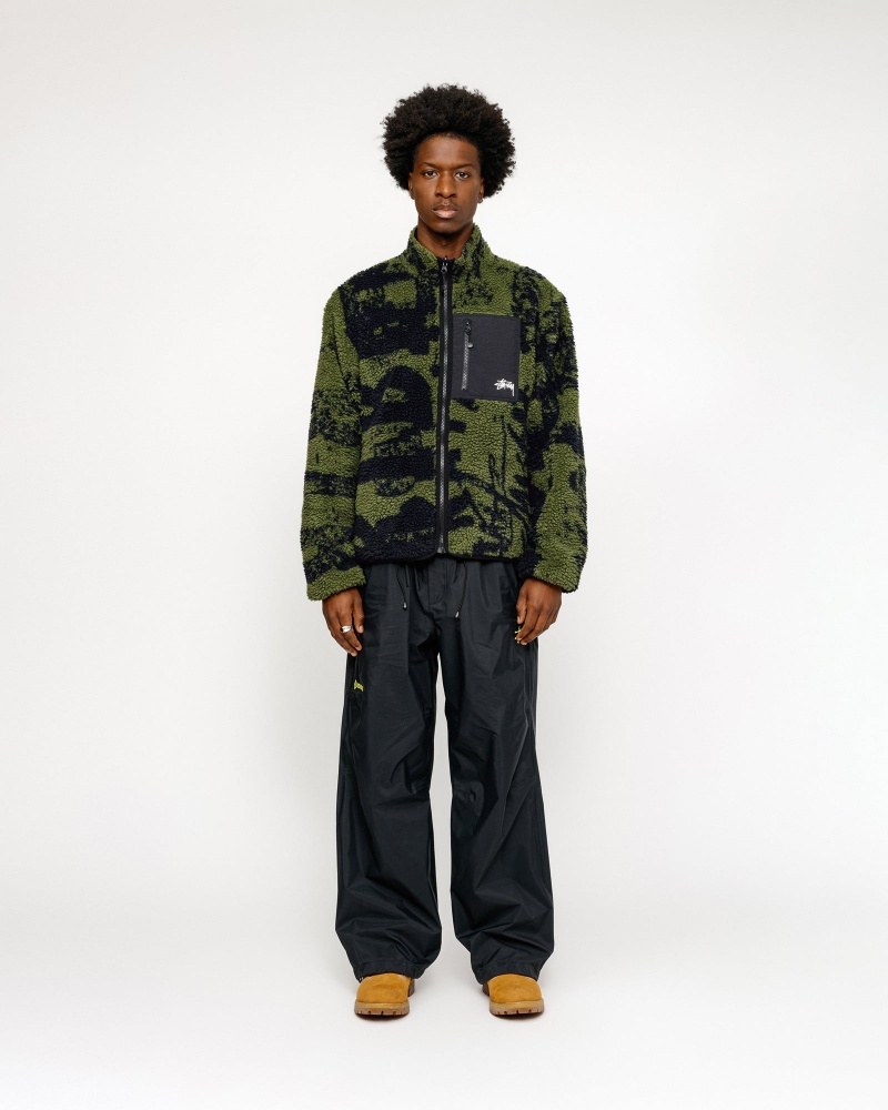 Stussy Sherpa Reversible Printed Jackets Green | 17629WTQF