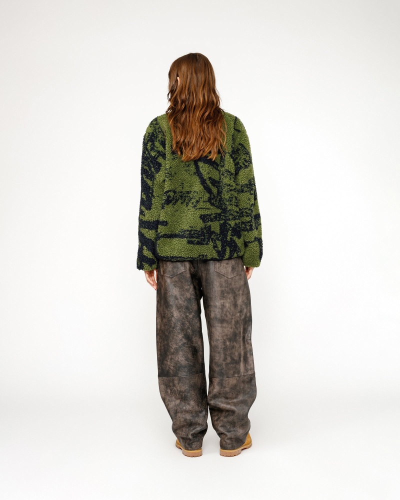 Stussy Sherpa Reversible Printed Jackets Green | 17629WTQF