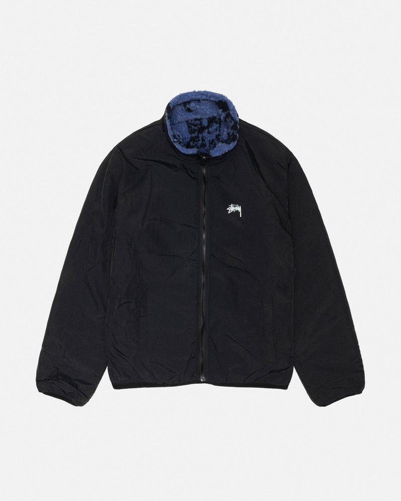 Stussy Sherpa Reversible Printed Jackets Blue | 09617LDRF