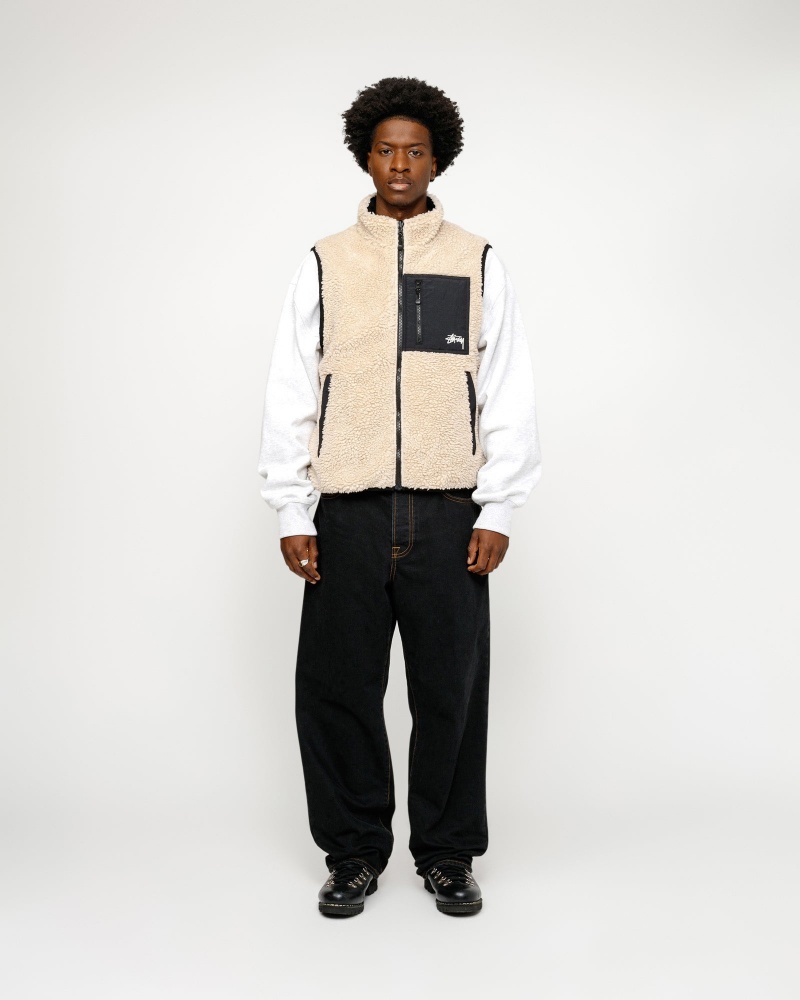 Stussy Sherpa Reversible Vest Beige | 43719IAJB