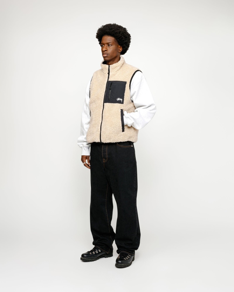 Stussy Sherpa Reversible Vest Beige | 43719IAJB