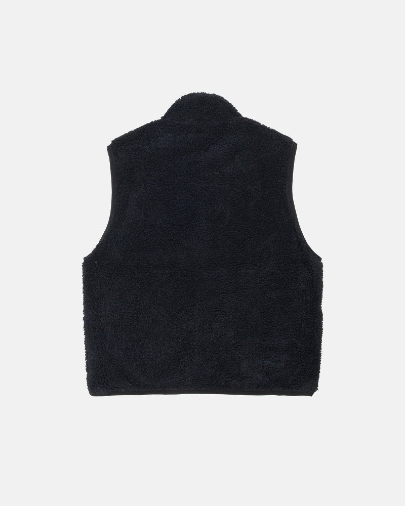 Stussy Sherpa Reversible Vest Black | 23681DEXL