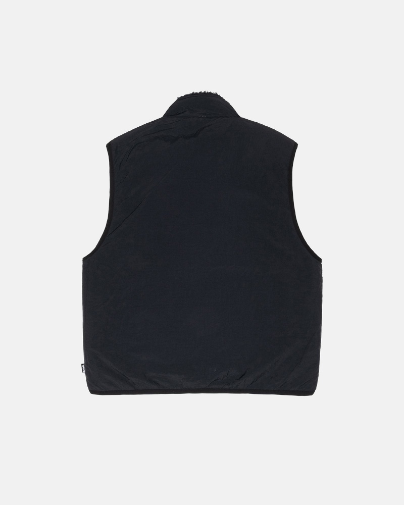 Stussy Sherpa Reversible Vest Black | 23681DEXL