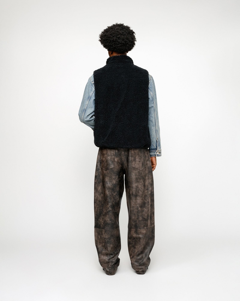 Stussy Sherpa Reversible Vest Black | 23681DEXL