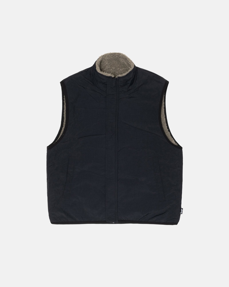 Stussy Sherpa Reversible Vest Grey | 58701RHLB