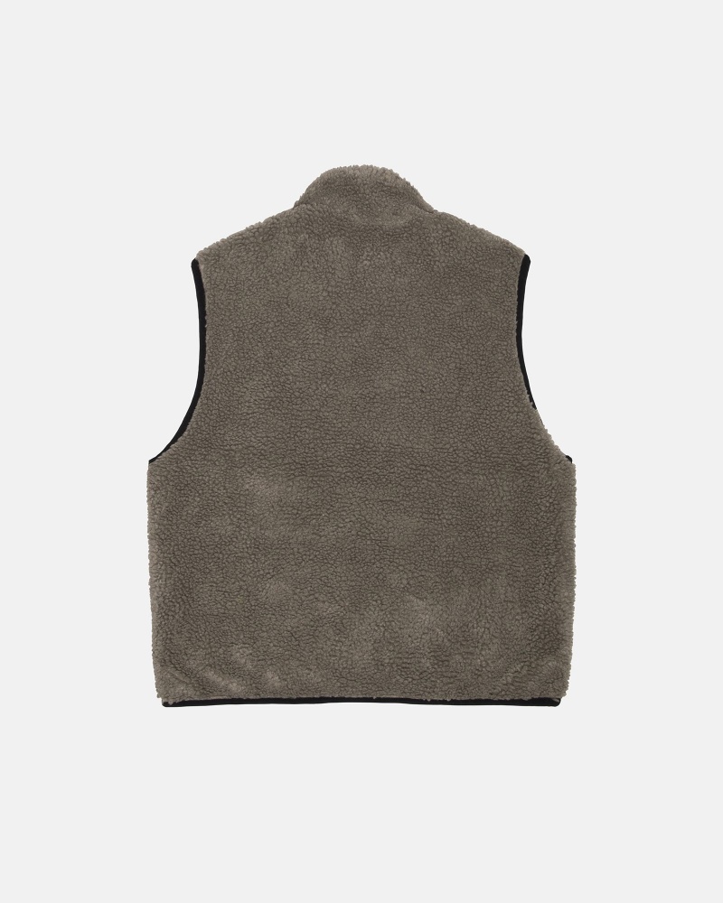 Stussy Sherpa Reversible Vest Grey | 58701RHLB