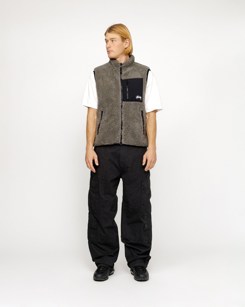 Stussy Sherpa Reversible Vest Grey | 58701RHLB