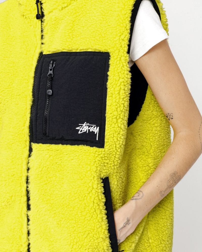 Stussy Sherpa Reversible Vest Light Green | 94152QMHL