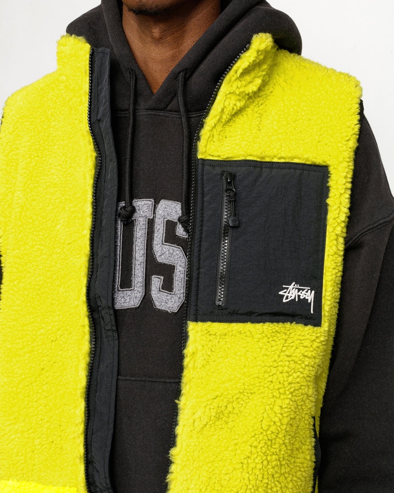 Stussy Sherpa Reversible Vest Light Green | 94152QMHL