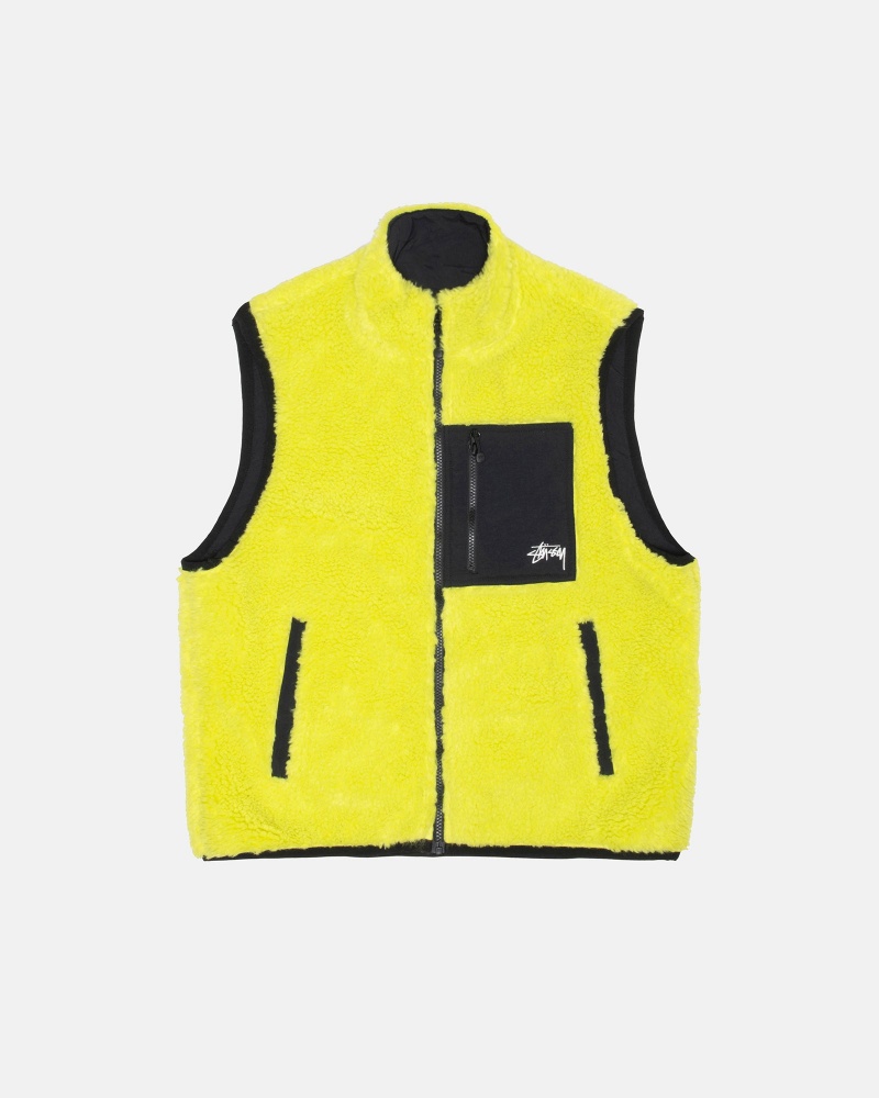 Stussy Sherpa Reversible Vest Light Green | 94152QMHL