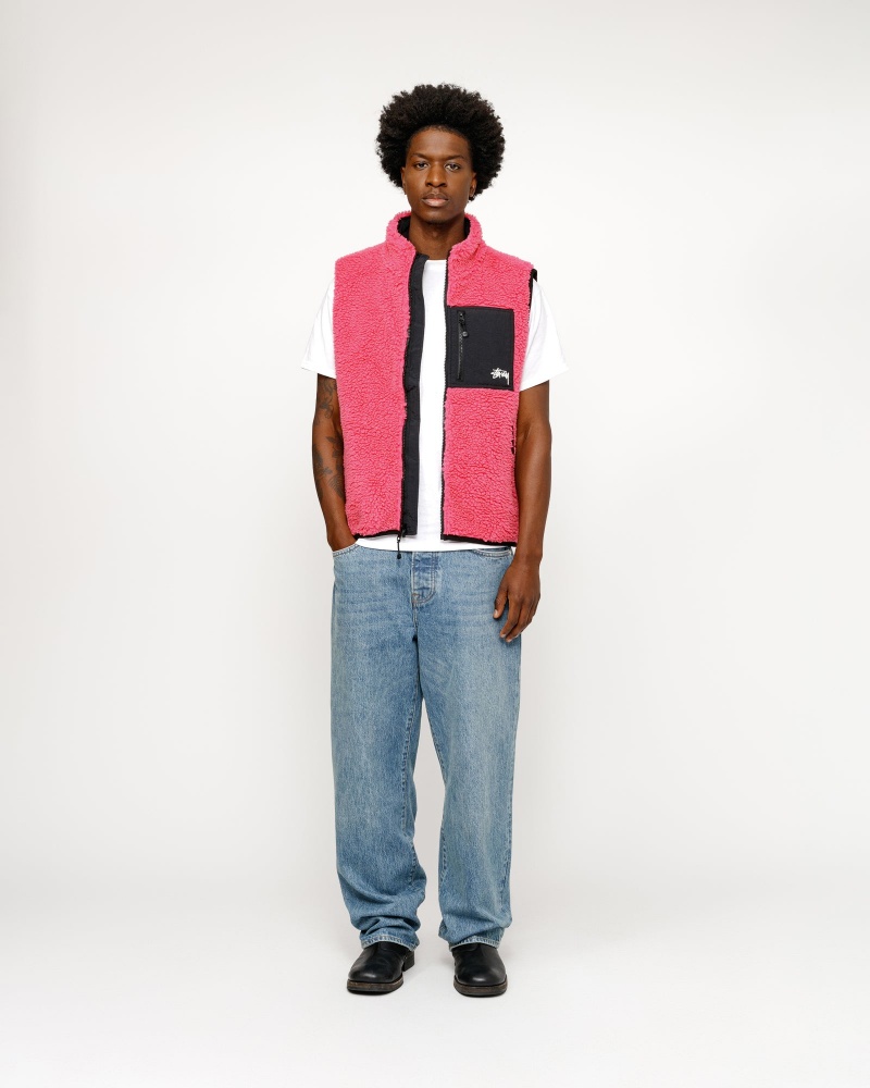 Stussy Sherpa Reversible Vest Pink | 79265DCFY