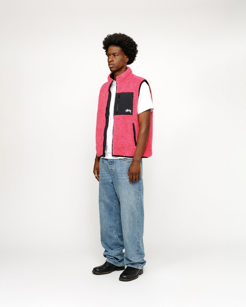 Stussy Sherpa Reversible Vest Pink | 79265DCFY