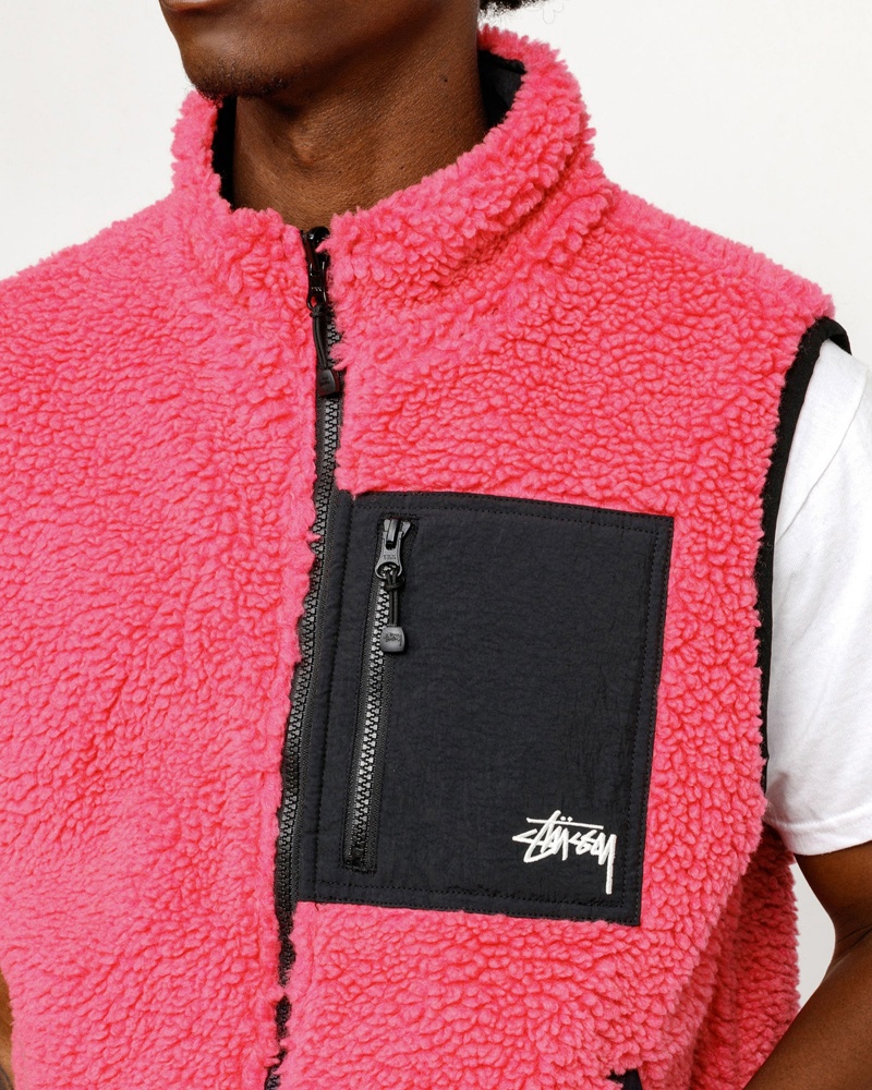 Stussy Sherpa Reversible Vest Pink | 79265DCFY