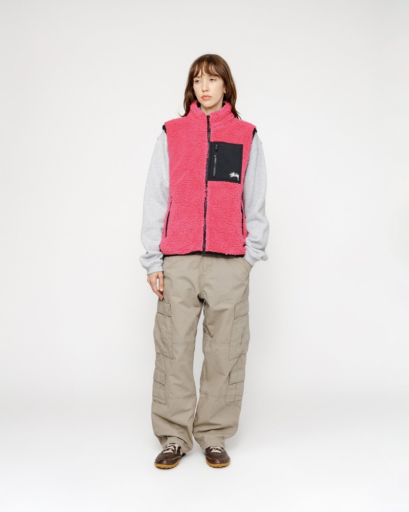 Stussy Sherpa Reversible Vest Pink | 79265DCFY