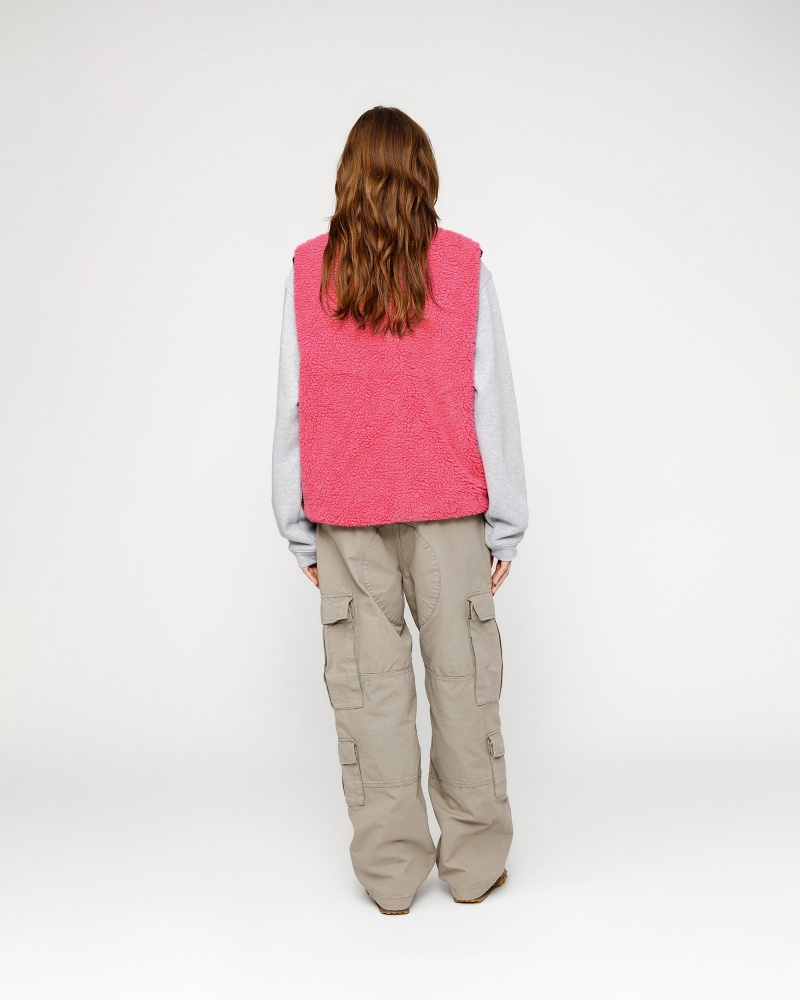 Stussy Sherpa Reversible Vest Pink | 79265DCFY