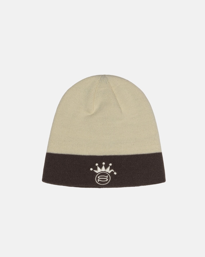 Stussy Skullcap S Crown Jacquard Beanie Beige | 75802QWEY