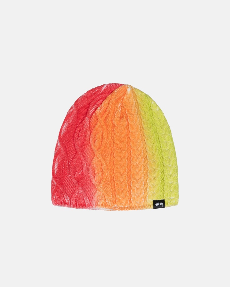 Stussy Skullcap Spray Knit Beanie Orange Multicolor | 72503XTYQ