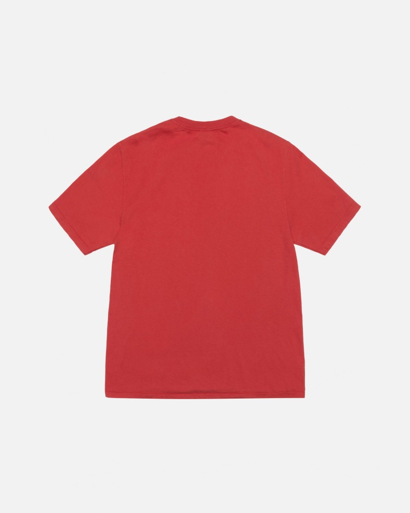 Stussy Smooth Stock Pigment Dyed T Shirts Red | 30486FODK