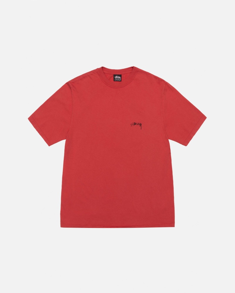 Stussy Smooth Stock Pigment Dyed T Shirts Red | 30486FODK