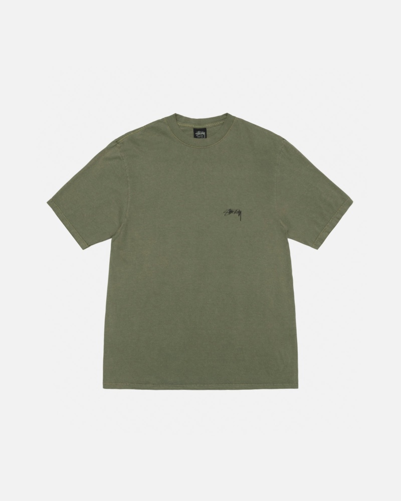 Stussy Smooth Stock Pigment Dyed T Shirts Olive | 43709LKHN