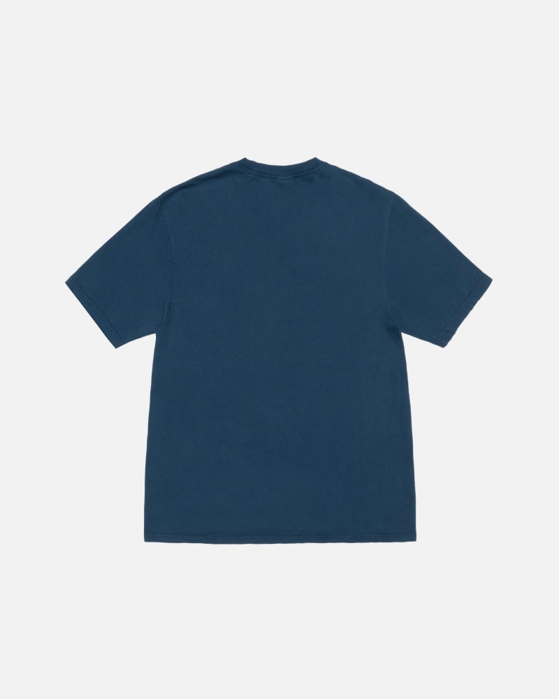 Stussy Smooth Stock Pigment Dyed T Shirts Navy | 35618PEFT