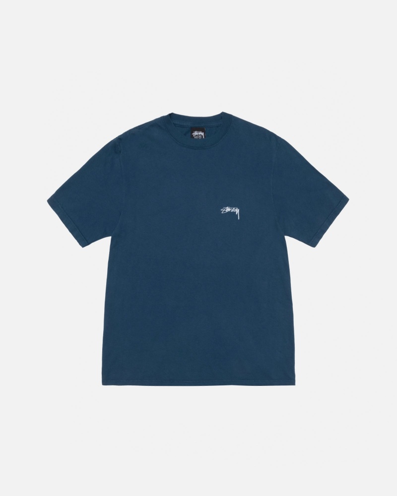 Stussy Smooth Stock Pigment Dyed T Shirts Navy | 35618PEFT