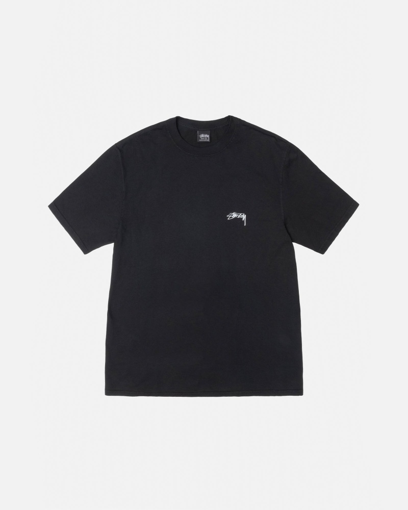 Stussy Smooth Stock Pigment Dyed T Shirts Black | 03648ZJVF