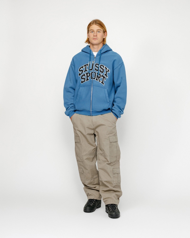 Stussy Sport Zip Hoodie Blue | 89125FIRQ