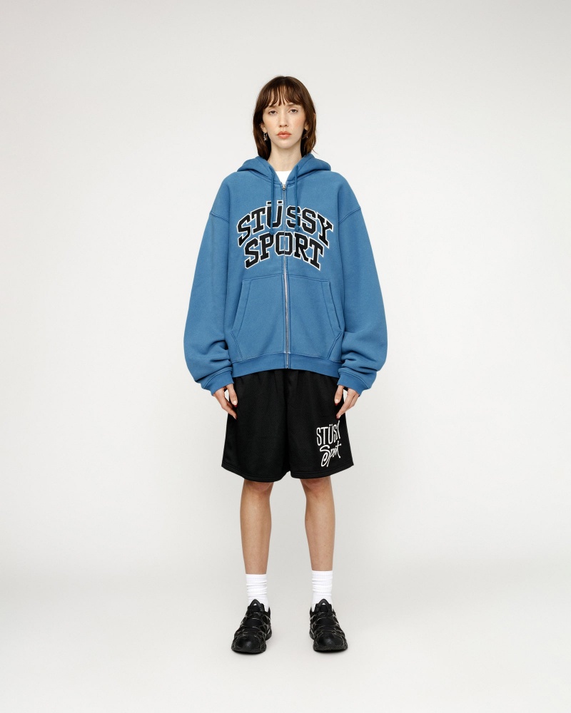 Stussy Sport Zip Hoodie Blue | 89125FIRQ