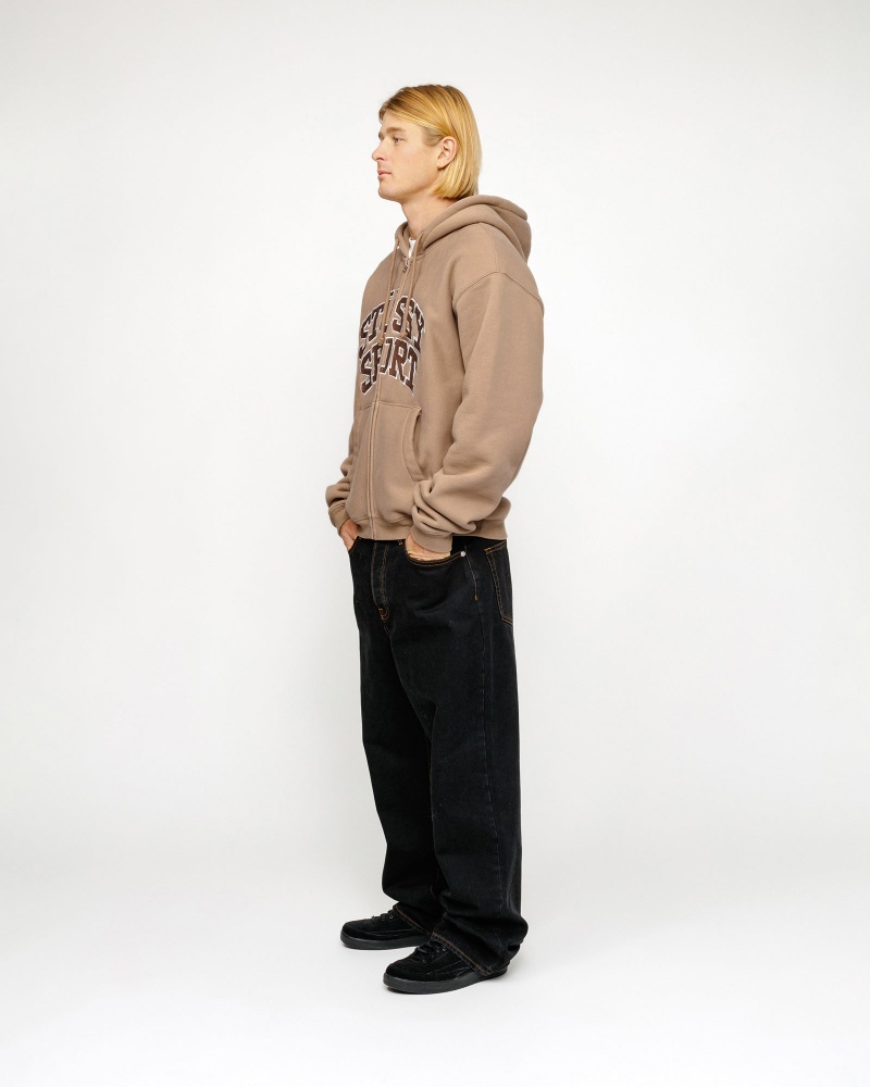 Stussy Sport Zip Hoodie Brown | 70138QZFP