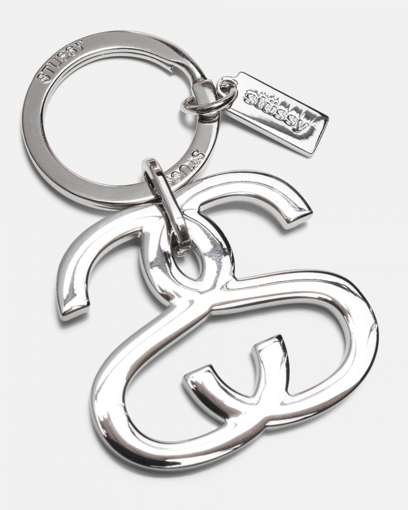 Stussy Ss Link Keychain Other Accessories Silver | 47103MFVE