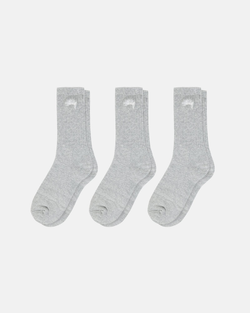 Stussy Stock Crew 3 Pack Socks Grey | 12965TURJ