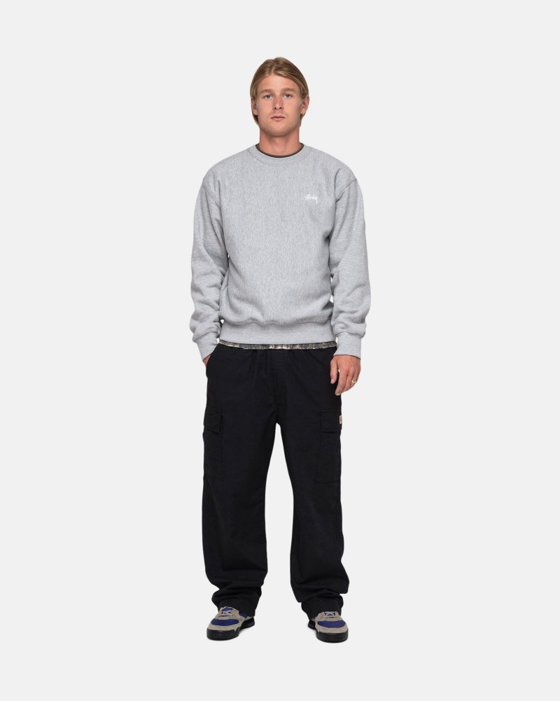 Stussy Stock Logo Crew Sweatshirts Grey | 79130ENBI