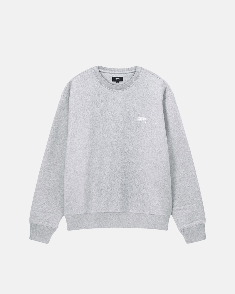 Stussy Stock Logo Crew Sweatshirts Grey | 79130ENBI