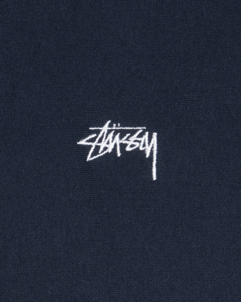 Stussy Stock Logo Crew Sweatshirts Navy | 12976HLXD