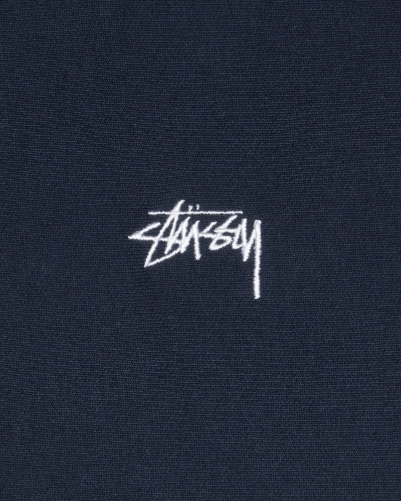 Stussy Stock Logo Hoodie Navy | 40632OIZH